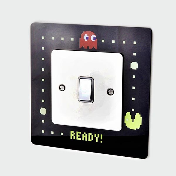 Retro Gaming Super Mario Pattern Single Printed Acrylic Light Switch Surround 