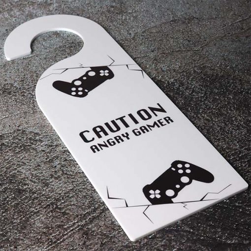 Caution Angry Gamer Printed Acrylic Door Hanger